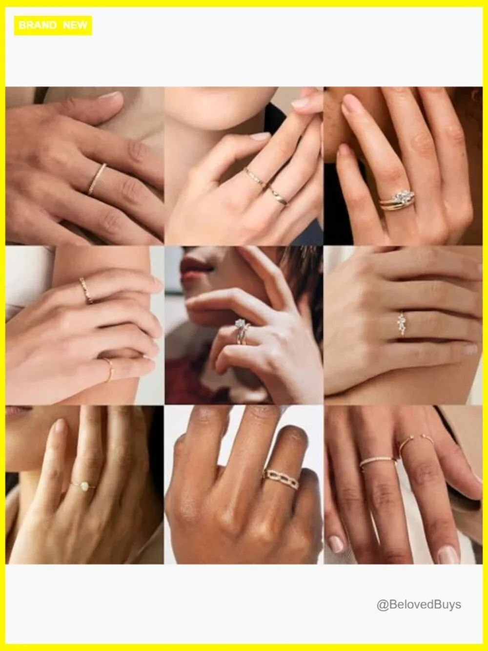 Non Tarnish Stackable Rings Set for Women CZ Heart Dainty Gold